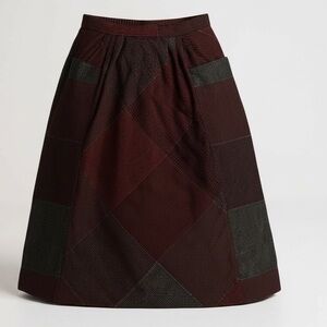 Vintage Wool Blend MIDI Skirt with Exposed Pockets
